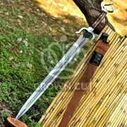 Hand Forged Spring Steel Viking Sword Outdoor Hunting Survival Forest Machete