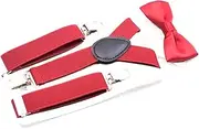 [Generic] Boys and girls 1-inch loose tight elastic suspenders with adjustable three-clip bow set for children's suspenders