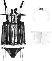 [JINZIJINYU] Women Lingerie Sexy Bodysuit Sexy Maid Perspective Temptation Backless Hollow Bed Hot Uniform Suit