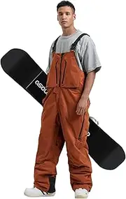 [GSOU SNOW] Men's Ski Bibs Snow Pants Overalls Snowboard Waterproof Windproof Insulated Adjustable Strap Winter Warm
