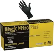 Ultra Fresh Nitrile Nitro Plus Long-Cuff Disposable Examination Gloves 8g, Heavy Duty, Powder Free, Latex-Free, Non-Sterile for Medical Use, Cooking, Cleaning and Painting - (300mm, Black, Medium)