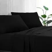 1 x Luxton Pure Plain Soft Sheet Set Black (Single, King Single, Double, Queen, King)