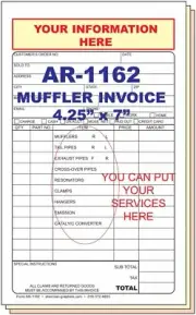 MUFFLER SHOP INVOICES CUSTOM PRINTED 2 or 3 PART CARBONLESS
