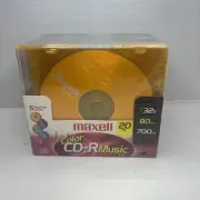 Maxell CD-R Music 20 Pack Recordable Compact Disc Color Jewel Cases 80Min Sealed
