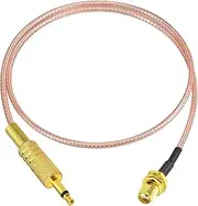 Eightwood SMA Female Bulkhead to 3.5mm 1/8” Mono TS Male Plug Stereo Adapter Shortwave Radio Antenna Cable 1.6 Feet