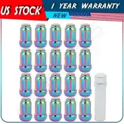 20 Neo Chrome + 1 Key M12x1.5 Spline Lug Nuts 1.38'' Tall Fits Honda Civic S2000 (for: Honda)