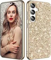 Galaxy A15 Glitter Case for Samsung Galaxy A15 5G Phone Case for Women Girls, Slim Ultra Thin Matte Back Shockproof Protective Cover for Samsung A15 5G, 6.5" Crystal Bling Case (Gold)