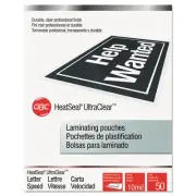 GBC 3745091 9" x 11.5" 10 mil Thermal Laminating Pouches - Gloss Clear 50/BX New