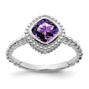 14k White Gold Cushion Amethyst Ring