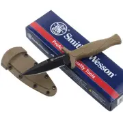 Smith & Wesson S&W Boot Fixed Blade Knife Tan Rubber Handle