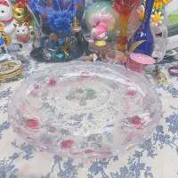 在飛比找Yahoo!奇摩拍賣優惠-日本購入中古SOGA 硝子 玻璃浮雕玫瑰圖案 大皿 果盤 水
