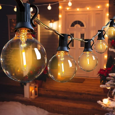 100FT Outdoor Festoon String Lights 50 G40 LED Globe Bulbs for Garden Party Deco