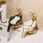 Small Deer Leaf Shape Soap Dish Holder Light Luxury Soap Box Soap Rack Kitchen