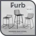 Furb Outdoor Bar Stools Set of 2 Metal Kitchen Counter Bar Stools