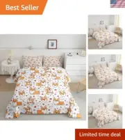 Charming Corgi Cartoon Quilt Set for Teen & Kids - Twin Size with Pillow