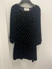 Celine , Women Robe Ingenue Volant Brodee in Black , BNWT 34