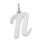 Lex & Lu 14k White Gold Medium Script Initial N Charm