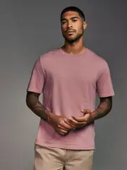 Pink Blush Regular Fit Essential Crew Neck Cotton T-Shirt (E01808) | $15