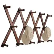 16 inch High Accordion Wall Hanger with 14 Hooks, Wooden Wall Expandable Coat