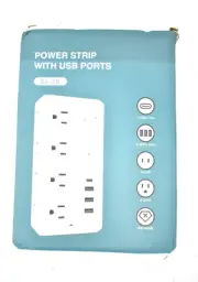 Power Strip w USB Ports EL-28 5' 8 Total Outlets Wall Mount White Extender