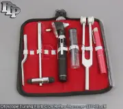 FIBER OPTIC Otoscope Tuning Fork C128 Reflex Hammer Diagnostic SET BLACK DG-09