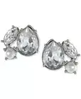 GIVENCHY Swarovski Crystal Silver Tone Pearl Cluster Post Earrings NWT $38