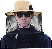 [NewGtuizi] Mosquito Hat,Mosquito Head Net Hat Sun Hat Garden Bug Hat with Hidden Net Mesh for Outdoor Gardening Beekeeping(Grey)