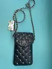 Badgley Mischka vegan leather crossbody chain strap phone bag Black NEW