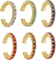 [LIFKOME] Fashion Jewelry Set of 6 Gold Color Clip Earrings Non Piercing Stud Earrings Women Hoop Ear Clips