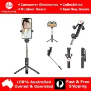 NEWAVE Extendable Selfie Stick Tripod Torsion Spring Loaded Bluetooth Shutter BK