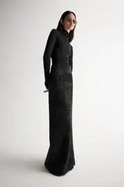 Aurora Knit Maxi Skirt Black Lurex Size 12 | Elka Collective