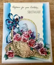 VTG 50’s MERYLE Greeting Card, “Happiness for Your Birthday, Sweetheart”, New