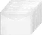 12Pcs Plastic Folders Folder Plastic Wallets Document Folder Folders for Paperwork Stationery Supplies Clear Document Folders with Snap Closure (Horizontal)
