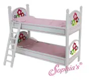 Sophia's WHITE BUNK BED W/ PAINTED FLOWERS, LADDER & BEDDING for 18" Dolls NEW