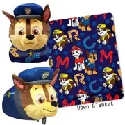 PAW Patrol Chase Kids Boy Mush' Um Zip Pillow Plush Toy & Throw Blanket Gift Set