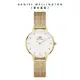 Daniel Wellington 手錶 Petite Lumine 28mm 星辰系列水晶麥穗編織錶-白錶盤-三色任選(DW00100528 DW00100602 DW00100604)/ 香檳金