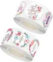 Angoily 2 Rolls Mother Day Present Favor Stickers Decorative Sealing Labels for Present Boxes Candy Bags Festive Patterns for Envelopes Scrapbooks