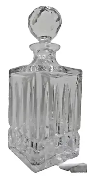 Atlantis Crystal Square Whiskey Decanter Miguel Faceted Stopper Signed NEW