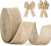 1Rolls Jute Ribbon, 10M Natural Jute Burlap Ribbon Rolls,Hessian Natural Burlap Ribbon Linen Ribbon,5cm Wide Brown Ribbon Roll for Florist,Crafts,Gift Wrapping,DIY Sewing,Rustic Wedding Decor