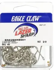 40- Eagle Claw 254F-2/0 O'shaughnessy Anzuelo Strip or Live Bait Fishing Hooks