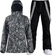 [GSOU SNOW] Women's Ski Jackets and Pants Set SnowSuit Snowboard Coat Waterproof Windproof Insulated Hoodie