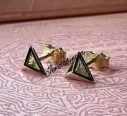 Women's Solid Metal New Style Tri angle Stud Earring Yellow Gold Plated Silver