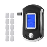 At6000 Alcohol Tester With 10 Mouthpieces Professional Digital Breath Breathalyzer With Lcd Display black