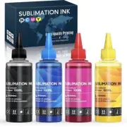 Sublimation Ink Refill 4 Color Pack Inkjet Printers Heat Press Transfer