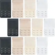 [BIDEX] 12 PCS Bra Extenders 3 Hooks, Elastic Extension Strap for Women, Comfortable and Soft Plus Size Bra Extender (Black, White, Nude, Beige)