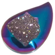Pear Rainbow Titanium Agate Druzy 34x21mm Teardrop Cabochon US Made, 1 3/8"