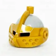 LEGO® Castle Knight Bascinet Helmet Minifigure Part Gold Visor Grey 2594 2446