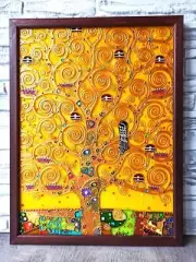 Tree of life gustav klimt Famous artwork Gold painting on glass Modern decor