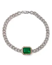 Bloomingdale's Fine Collection Emerald & Diamond Link Bracelet in 14K White and Yellow Gold
