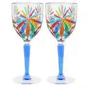 Glass Of Venice Italian Wine Glasses Hand-Cut Blown and Painted Crystal - Set of